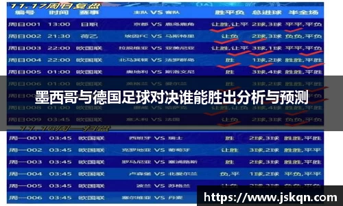 墨西哥与德国足球对决谁能胜出分析与预测